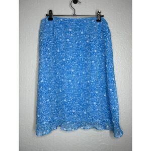 Cynthia Howie Maggy Boutique‎ Skirt 100% SILK Blue White Y2K Career Retro 10P